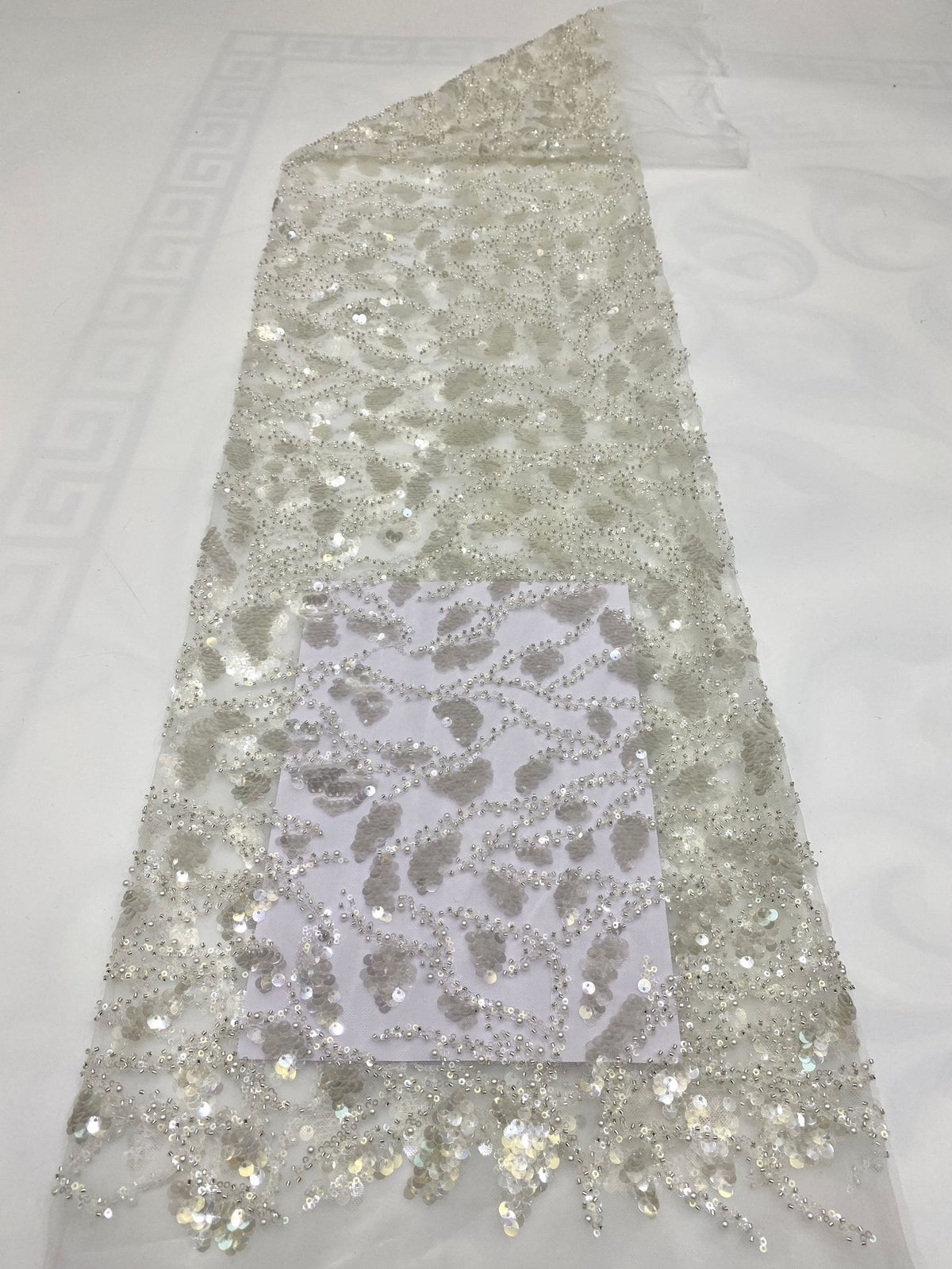 Foam Bead Fabric with Mixed-Size Sequin Embroidery