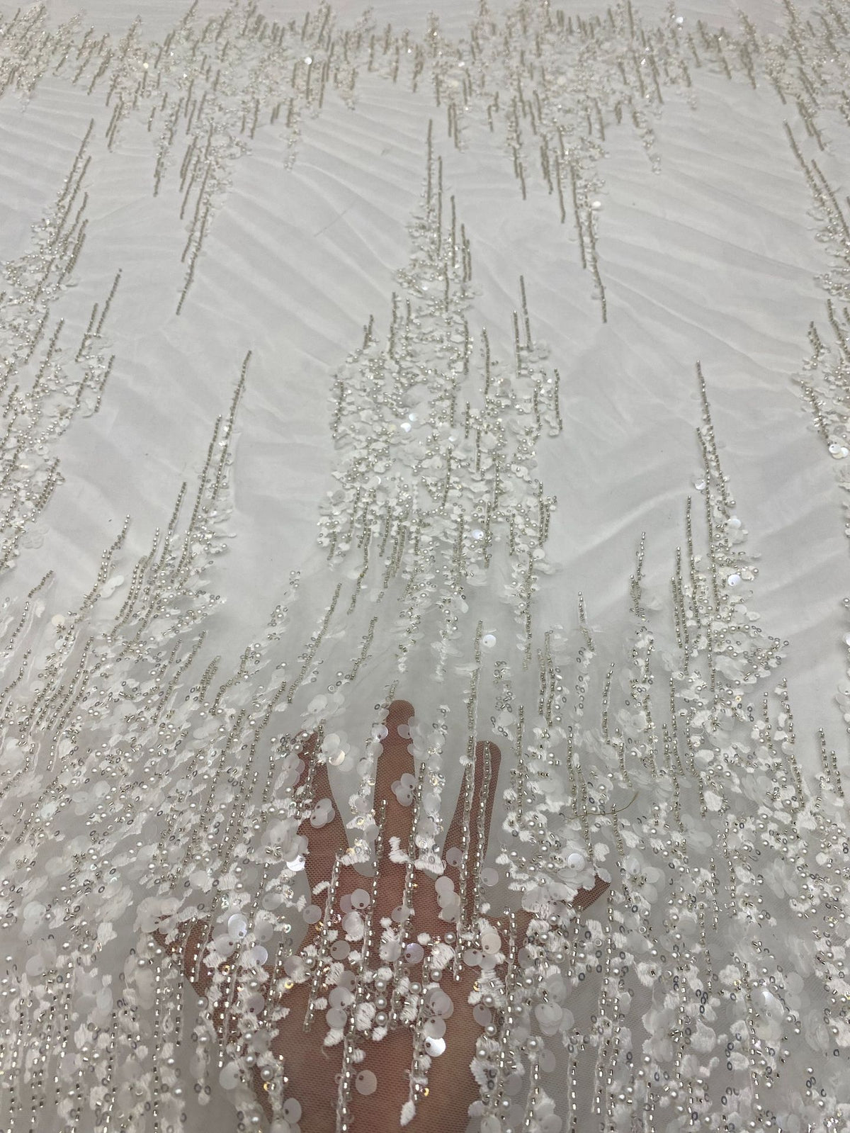 Geometric Foam Bead & 3/7mm Sequin Fabric — fabric photo 4