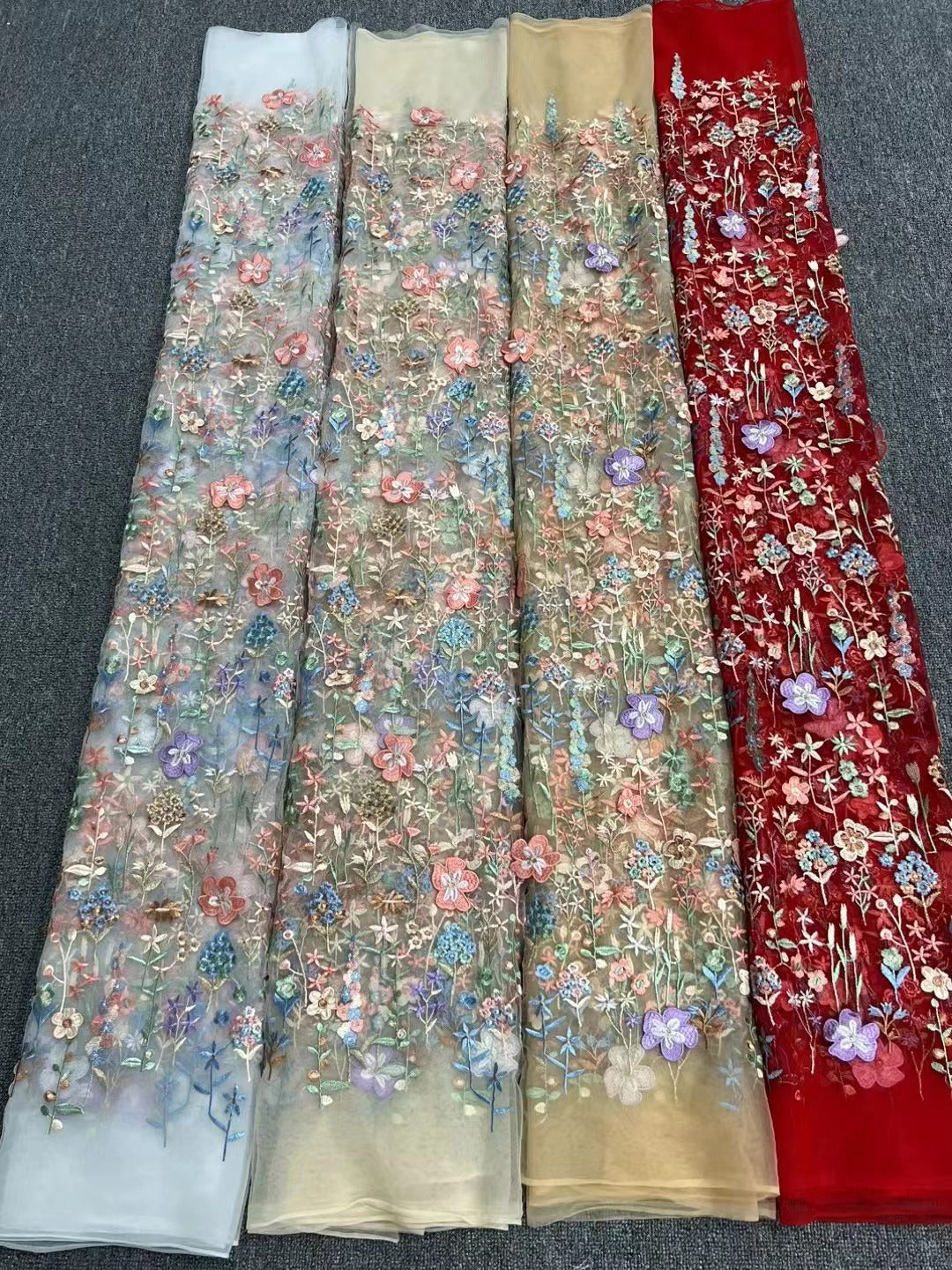 Botanical Appliqué Bridal Fabric — fabric photo 2