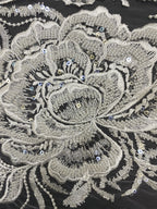 Floral Bead & 4mm Sequin Embroidery Fabric — fabric photo 3