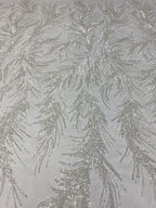 Silver-Filled Bead & Ivory Sequin Bridal Fabric — fabric photo 4