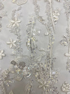 White-Core Bead & 3/4mm Sequin Bridal Fabric — fabric photo 5
