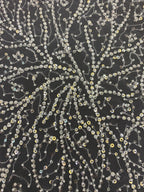 3/4 mm Crystal-Look Sequin & Double-Bead Embroidered Irregular Mesh Fabric — fabric photo 4