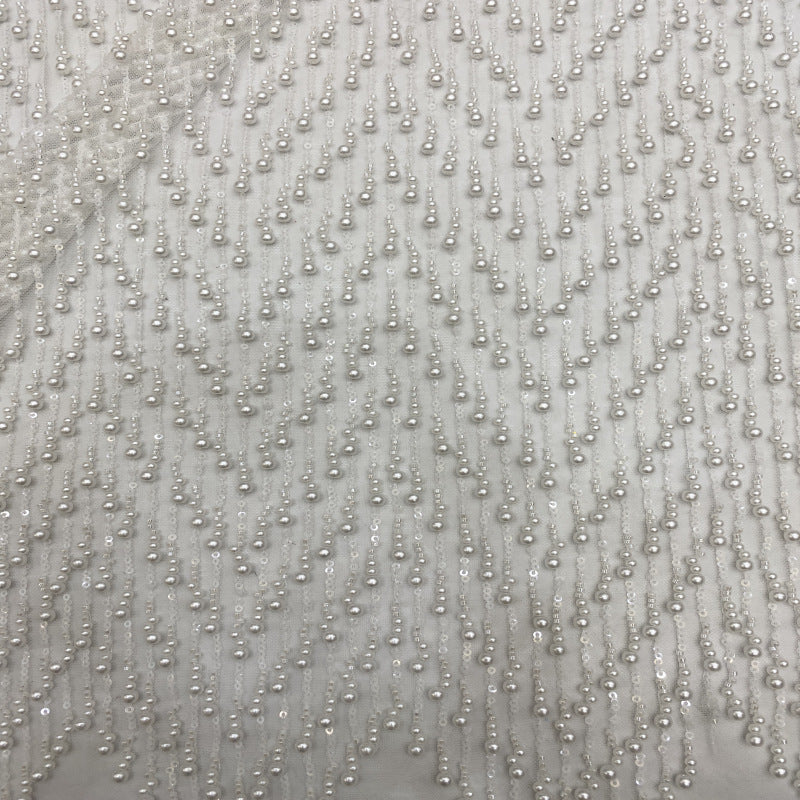 Heavy Sequin & Bubble-Bead Embroidered Bridal Fabric – Design 94495 — fabric photo 2
