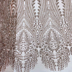 European Bugle-Bead Sequin Embroidered Mesh – Per Yard
