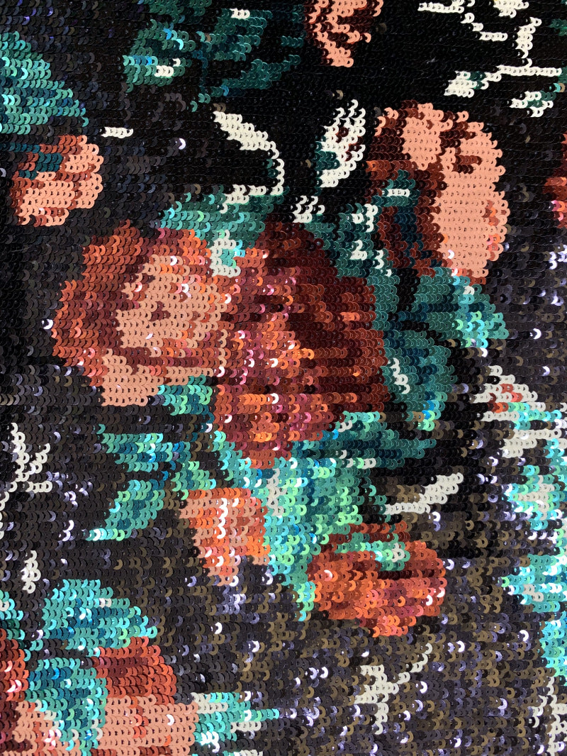 Rose Petal Sequin Embroidery Fabric for Evening Dresses — fabric photo 4