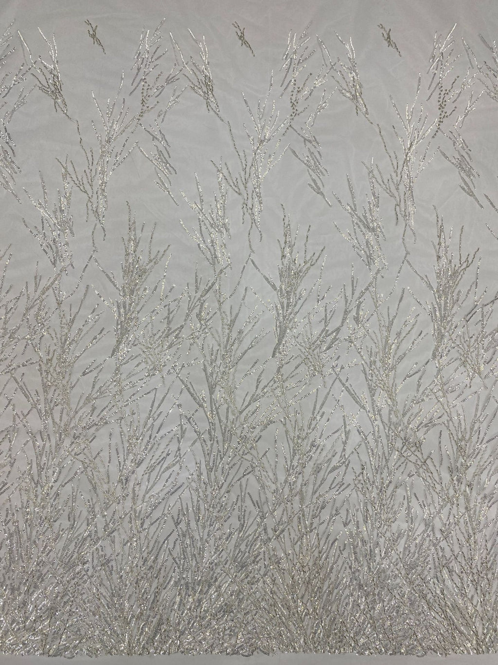2/4 mm Crystal-Look Sequin & Bugle-Bead Embroidered Bridal Fabric — fabric photo 6