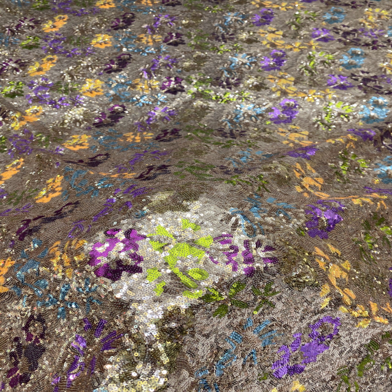 Floral Multicolor 3mm Sequin Embroidery Fabric — fabric photo 3