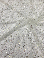 3/7 mm Crystal-Look Sequin & Silver-Bead Embroidered Bridal Fabric – Design 43071 — fabric photo 4