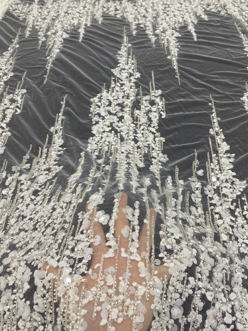 Geometric Foam Bead & 3/7mm Sequin Fabric — fabric photo 2