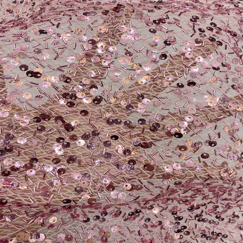 Textured Rope Shell Sequin Embroidered Fabric — fabric photo 5