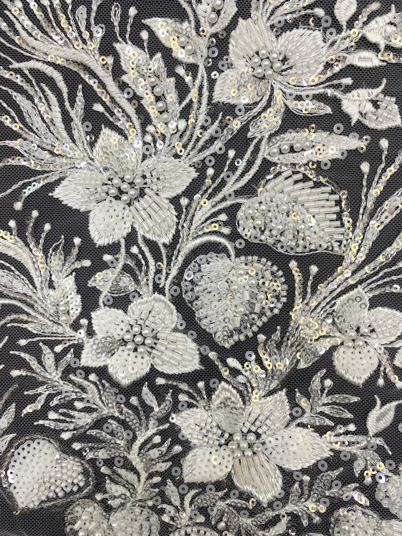 Botanical Bugle and Foam Bead Sequin Fabric — fabric photo 3