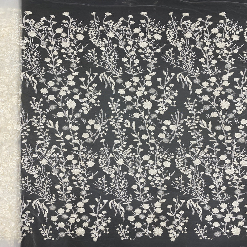 Botanical Sequin & Laser-Cut Embroidered Bridal Fabric – Design 58879