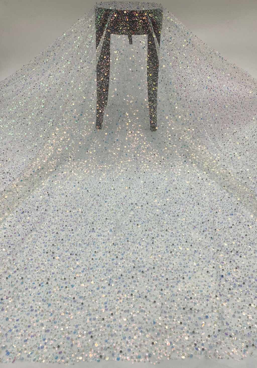 Sequin & Bugle-Bead Embroidered Bridal Fabric – Design 54111 — fabric photo 4