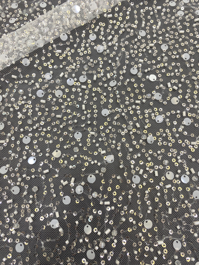 Printed Ribbon Foam Bead & Sequin Embroidery Fabric — fabric photo 5
