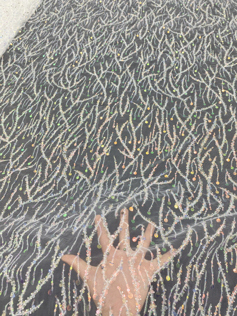 Sequin Embroidered Bridal Fabric – Design 23039 — fabric photo 4