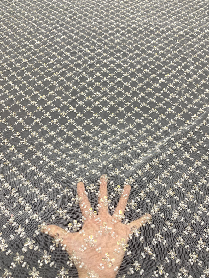 Diamond Foam Bead & 3/7mm Crystal Sequin Fabric — fabric photo 4
