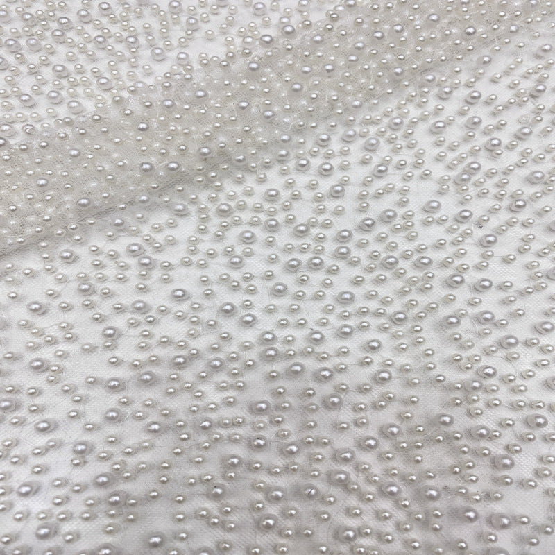 Dense Foam Bead Embroidered Bridal Fabric — fabric photo 5