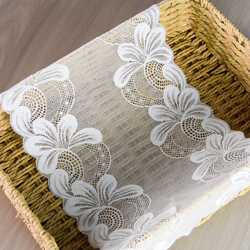 Large Floral Stretch Lace Trim 24 cm