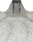Silver-Thread and Bead 2/4 mm Crystal Sequin Fabric