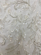 Bugle & Foam Bead 3/4mm Sequin Bridal Fabric — fabric photo 5