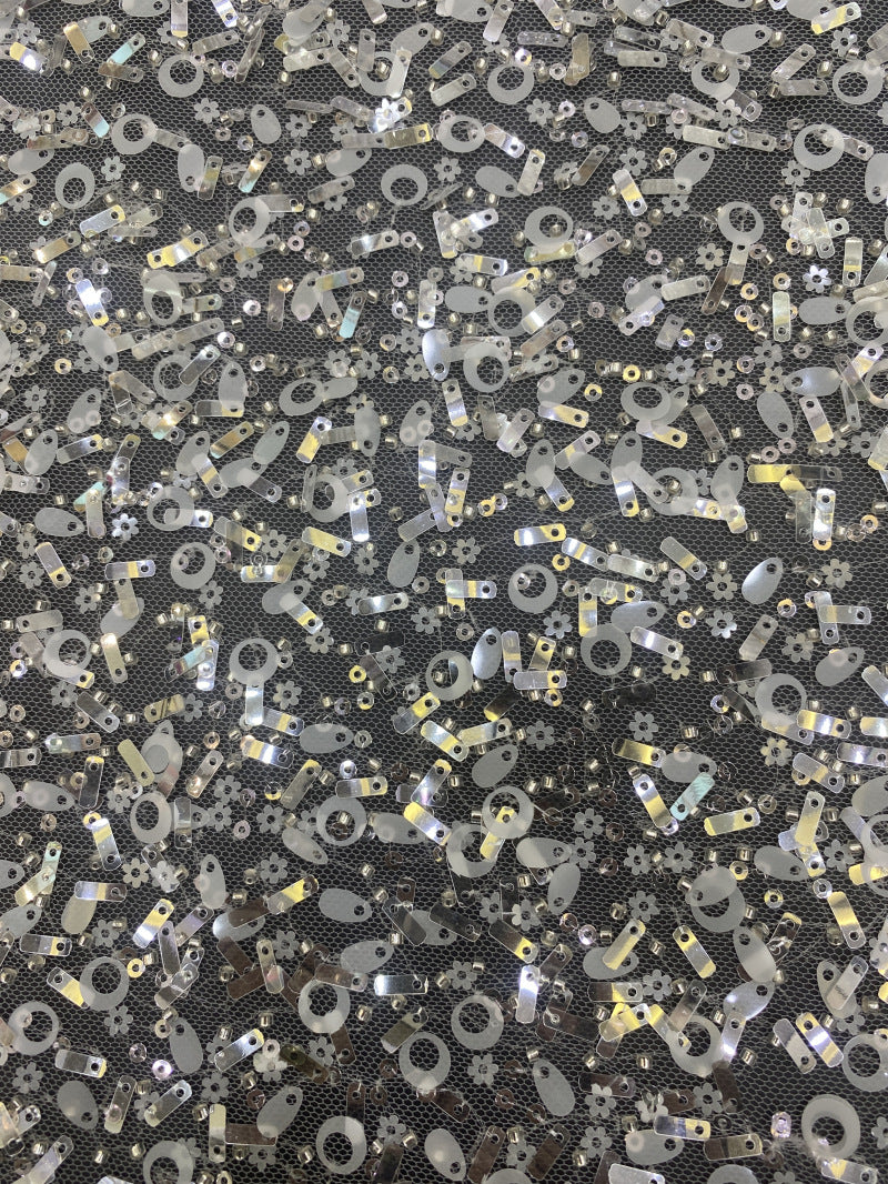 Specialty Shaped Sequin & Bead Embroidery Fabric — fabric photo 3