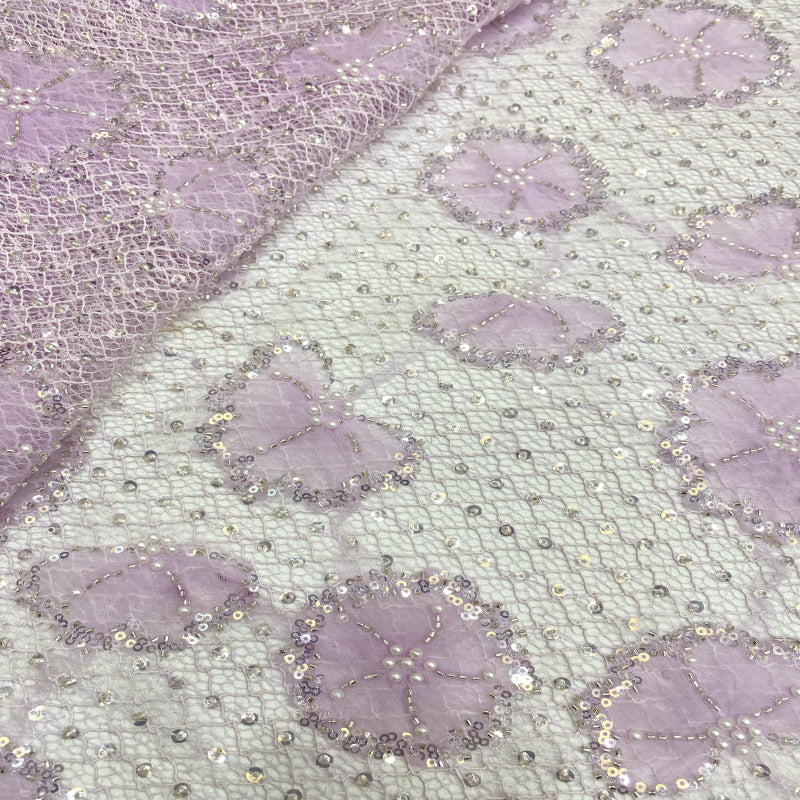 Random Pattern Beaded Lace on Thick Mesh — fabric photo 3