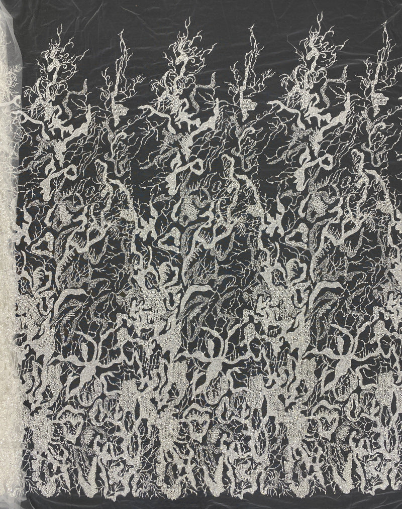 White-Core & Foam Bead Sequin Bridal Fabric — fabric photo 6