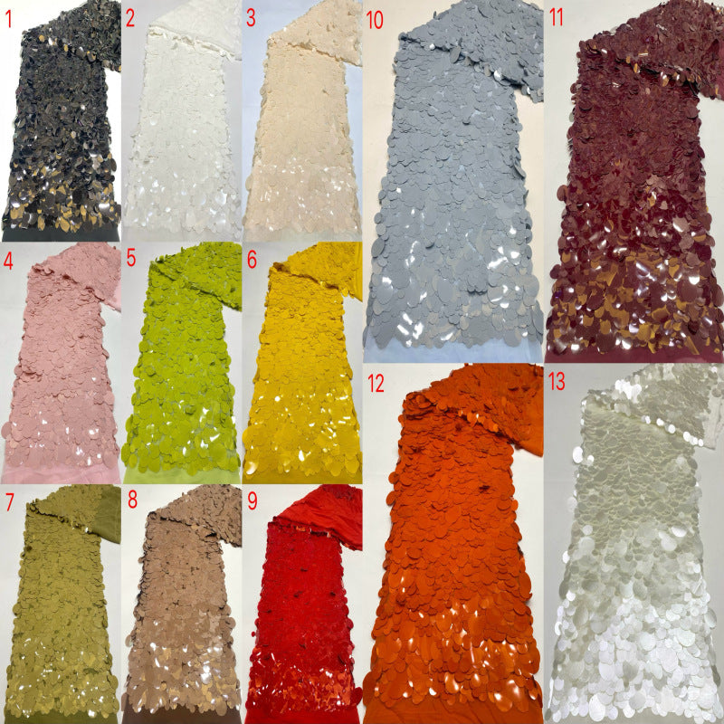 Oversized 12–40mm Sequin Embroidered Chiffon
