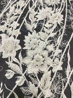 Floral Bead & Sequin Embroidered Bridal Fabric — fabric photo 3