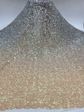Gradient Two-Tone Sequin Foam Embroidered Stretch Mesh — fabric photo 6