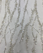 Abstract Silver Bead and 2/4 mm Crystal Sequin Fabric — fabric photo 2