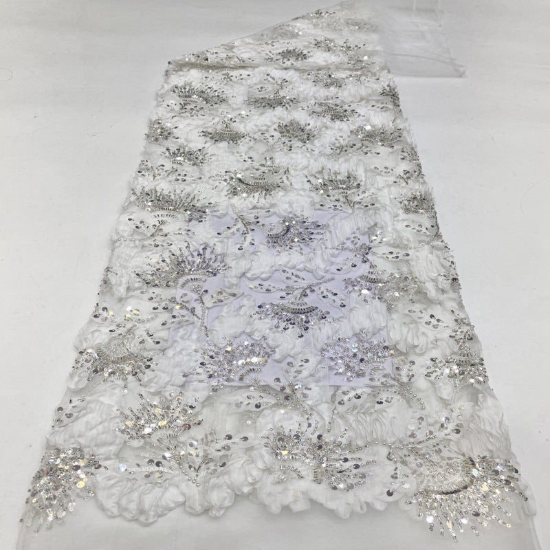 Heavy Sequin & Bugle-Bead Embroidered Bridal Fabric – Design 17087 — fabric photo 4