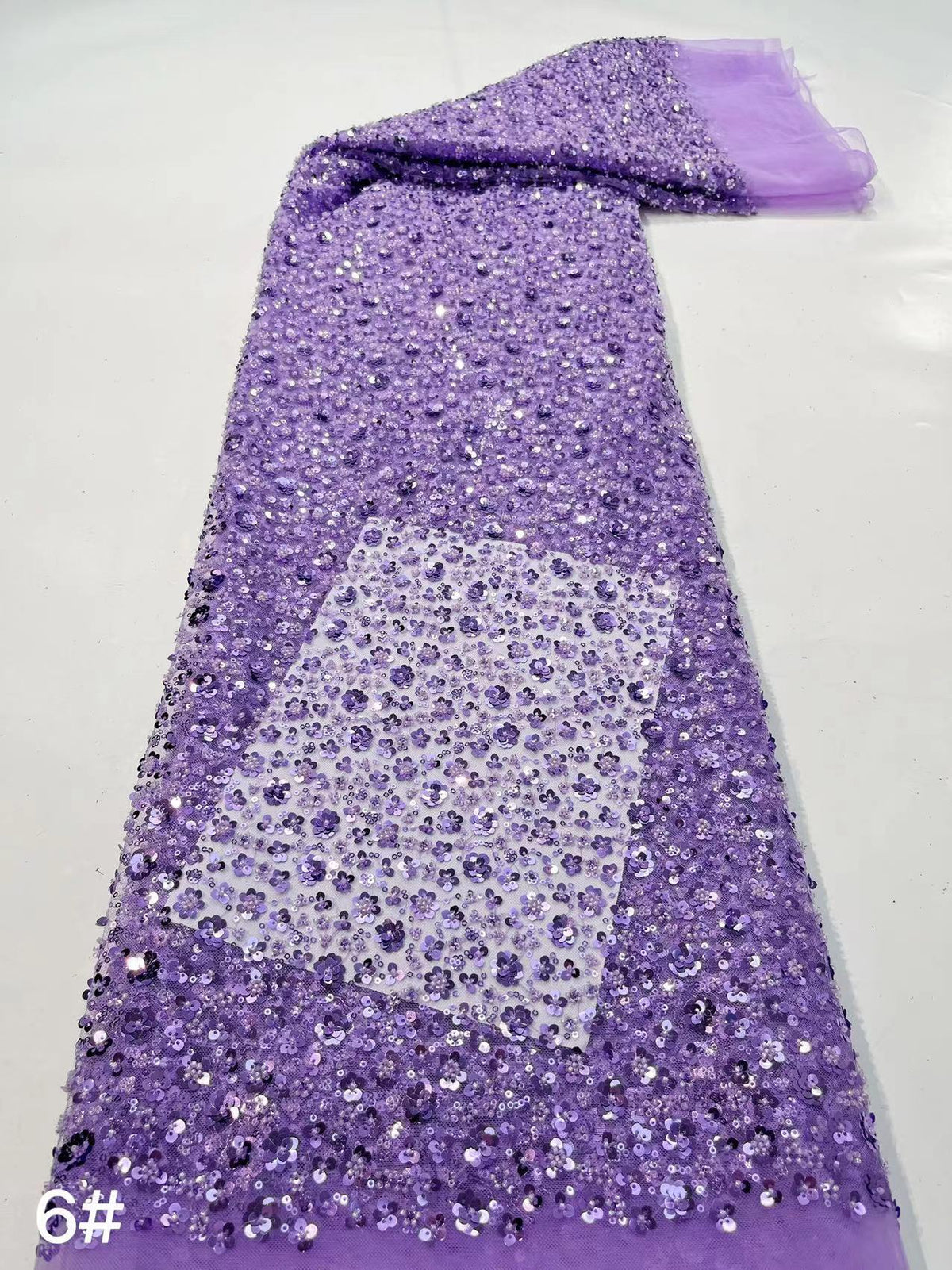 Dense Bead & 3/5mm Sequin Gown Fabric — fabric photo 2