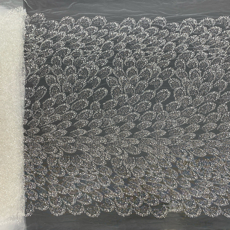 Oversized Foam Bead Bridal Embroidery Fabric — fabric photo 2