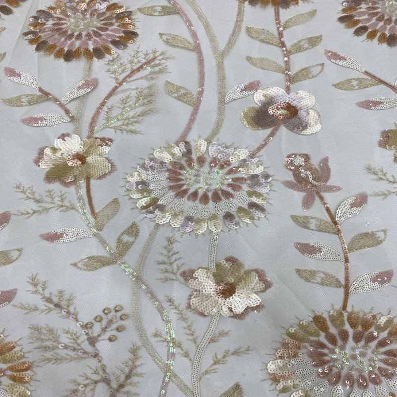Dandelion Colorful Sequin Embroidery Fabric — fabric photo 4