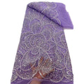 Large Floral Bugle Bead & Sequin Embroidered Mesh Lace – Per Yard — fabric photo 5