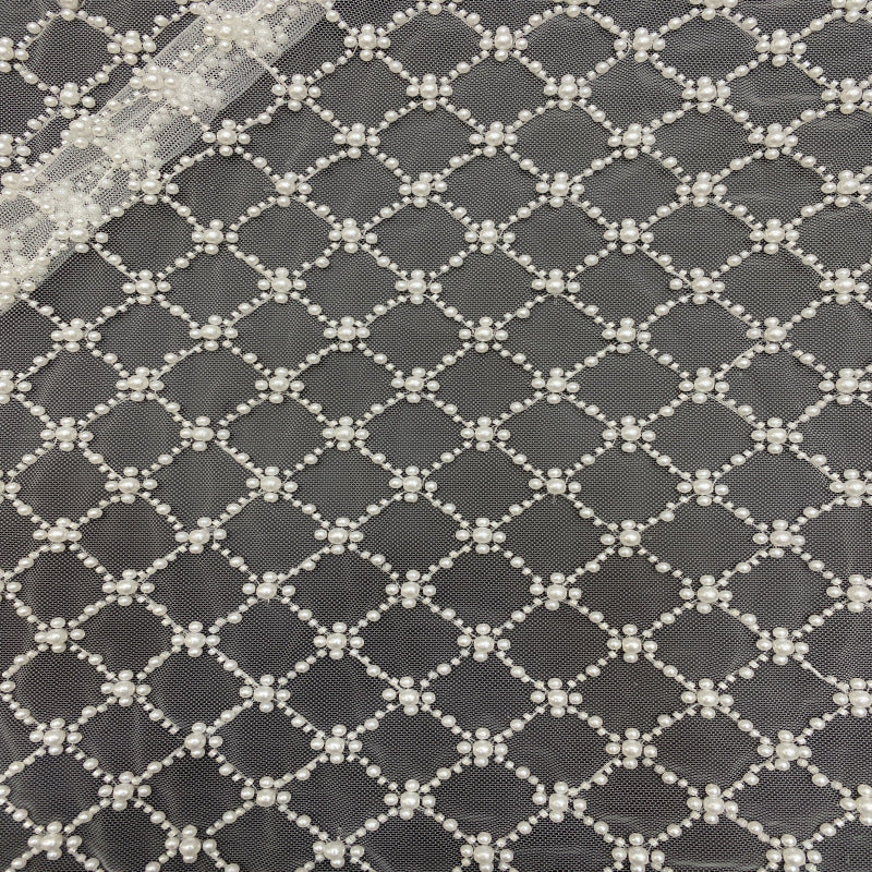 Diamond Bead & Foam Bead Embroidered Fabric — fabric photo 5