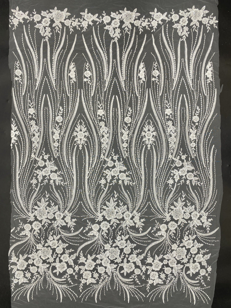 Sequin & Bugle-Bead Embroidered Bridal Fabric – Design 86687 — fabric photo 6