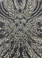 Heavy 3/4 mm Sequin & Bugle-Bead Embroidered Bridal Fabric – Design 94207 — fabric photo 5