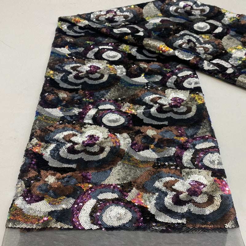 Heavy Colorful Laminated Sequin Embroidery Fabric — fabric photo 3