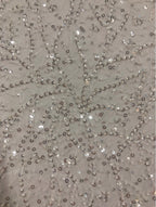 3/4 mm Crystal-Look Sequin & Double-Bead Embroidered Irregular Mesh Fabric — fabric photo 6