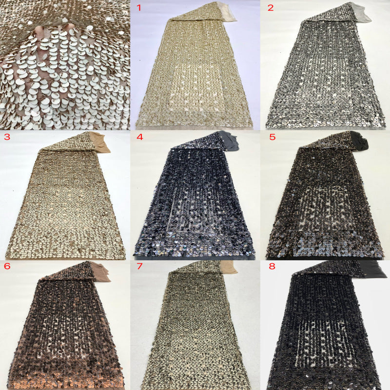 Stretch Mesh 9/12mm Rolled Sequin Fabric