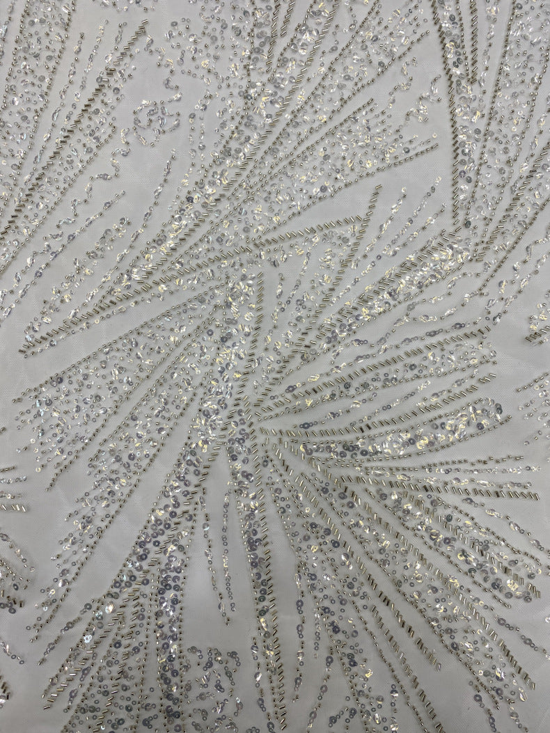 Bugle Bead & 3/5mm Sequin Bridal Fabric — fabric photo 4