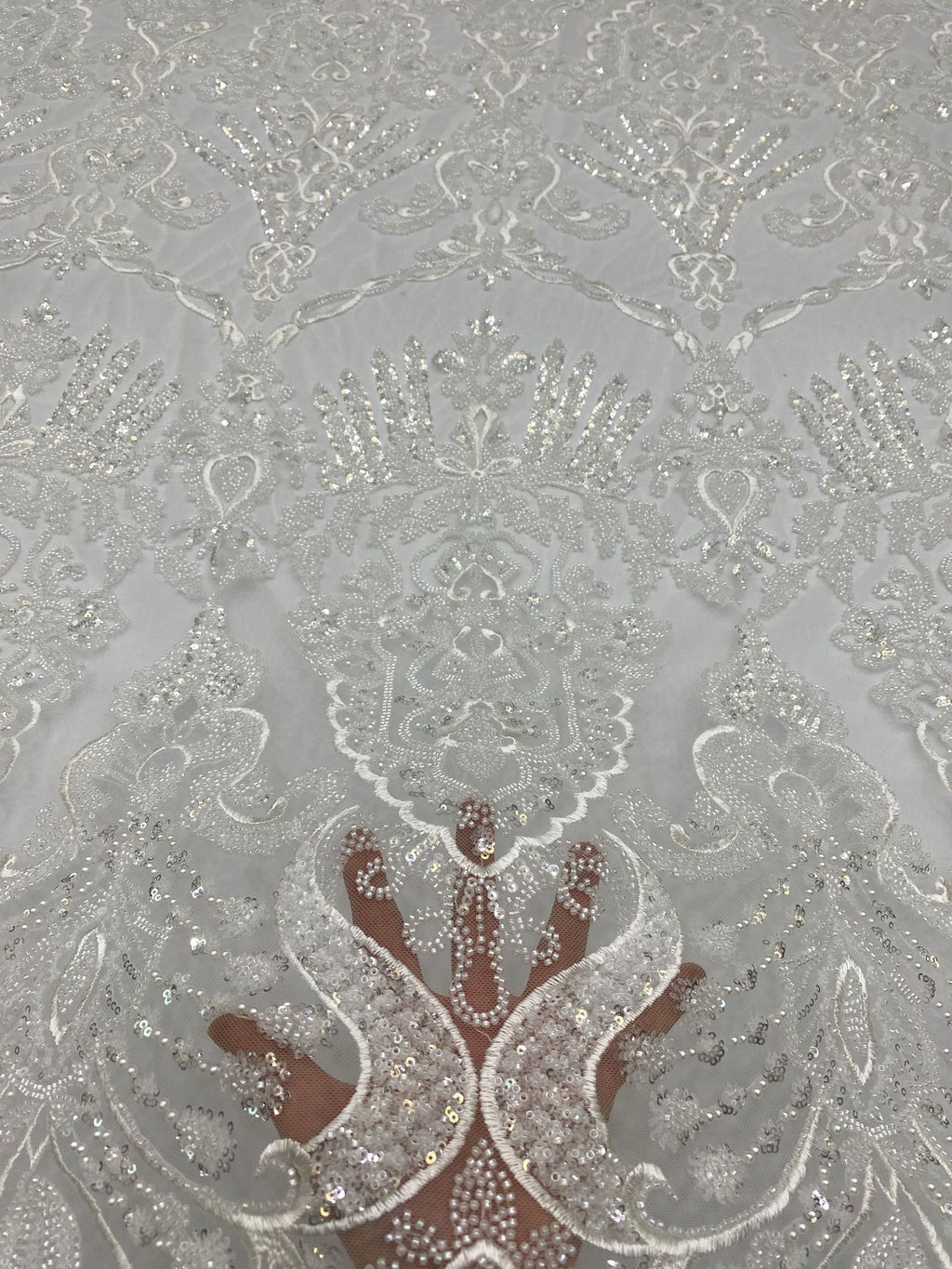 Sequin & Bubble-Bead Embroidered Bridal Fabric – Design 26367 — fabric photo 4