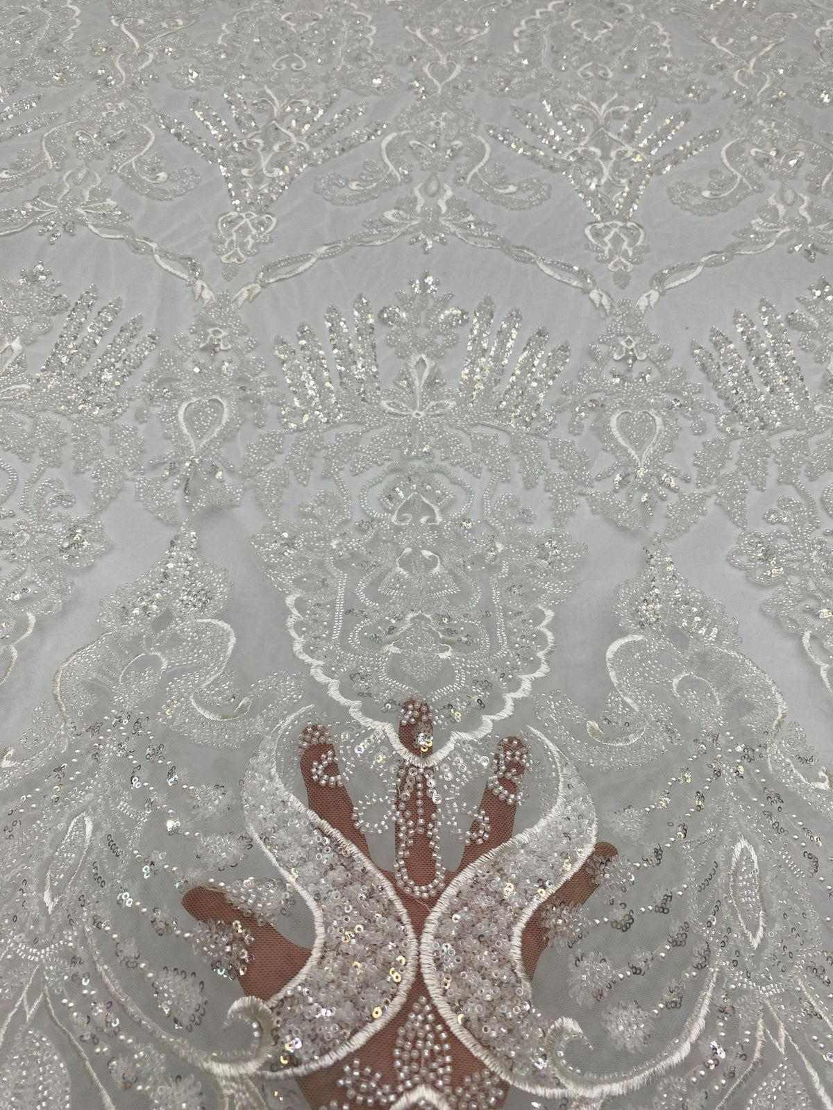 Sequin & Bubble-Bead Embroidered Bridal Fabric – Design 26367 — fabric photo 4
