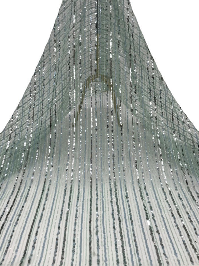 Multicolor Vertical Stripe Sequin Embroidery Fabric — fabric photo 3