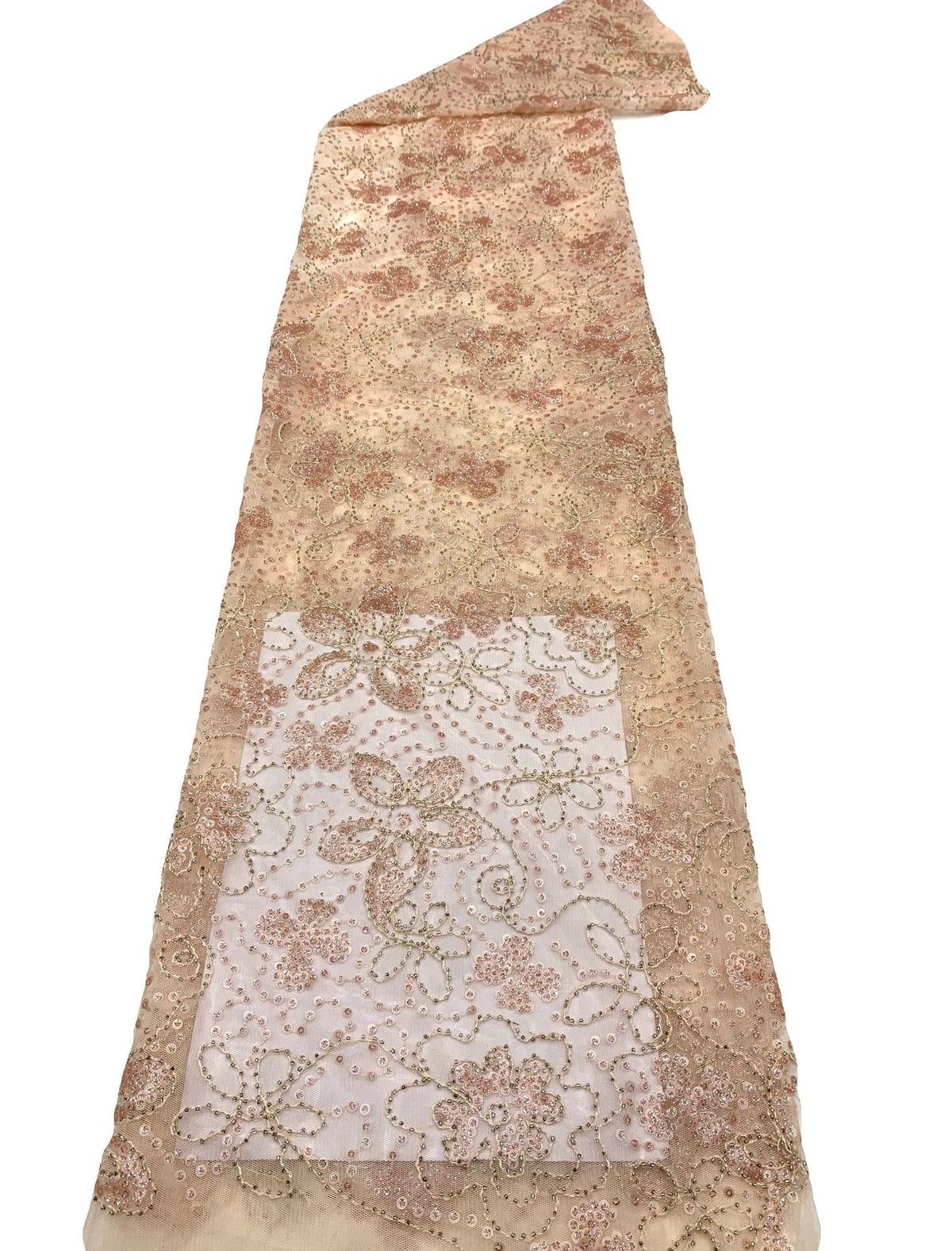 3D Floral 3/5mm Sequin Embroidery Fabric — fabric photo 6