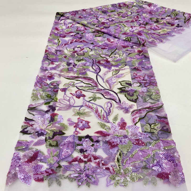 Colorful 2–5mm Sequin Embroidery Fabric