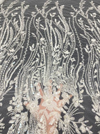3D Floral Double Bead & 3/7mm Sequin Fabric — fabric photo 2